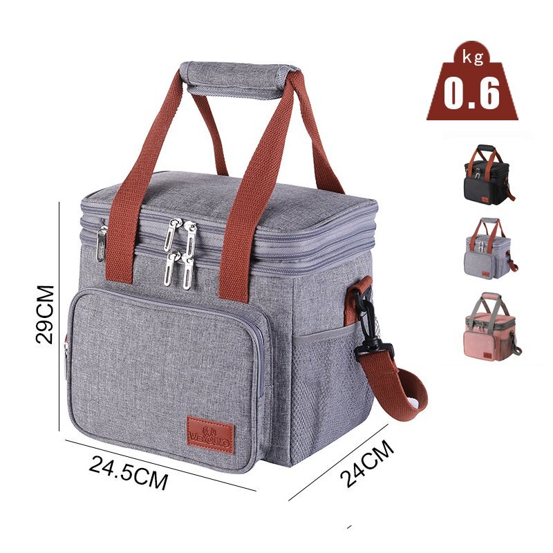 保冷バッグ ランチバッグ 2way 二層式 保冷保温 15L 大容量 黒色 保温 断熱バッグ クーラーバッグ キャンプ アウトドア ブラック hw758bk_画像6