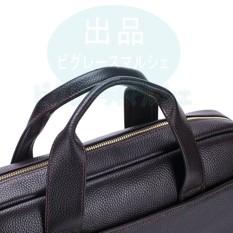 新品◆本革メンズ ビジネスバッグ 高級牛革 手提げ 通勤用 PC対応 14インチ収納 上質デザイン hw1415_画像10