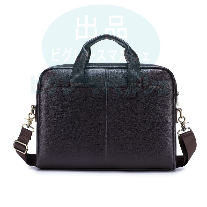 新品◆本革メンズ ビジネスバッグ 高級牛革 手提げ 通勤用 PC対応 14インチ収納 上質デザイン hw1415_画像3