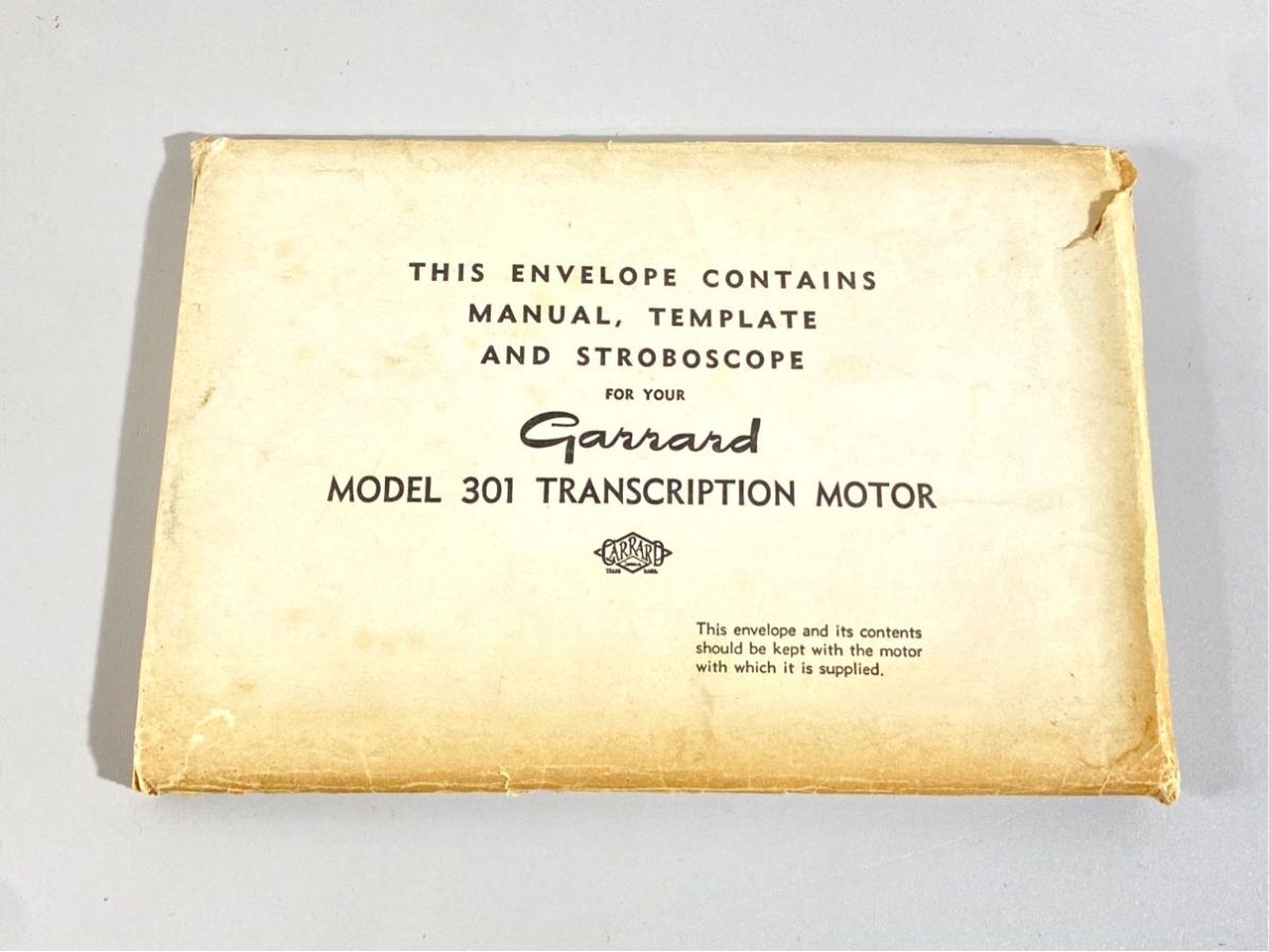 a2434 GARRARD ガラード 301 ターンテーブル 用 取扱説明書 英文 原本 マニュアル 外袋付_画像5