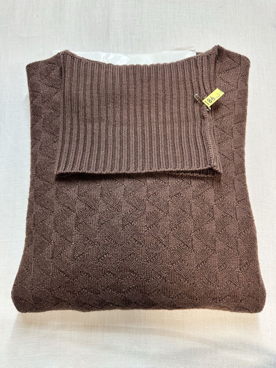 【クリーニング済】DRUMOHRドルモア イタリア製 ダークブラウンウール タートルネックセーター48M リブ編みタートルニット_画像2