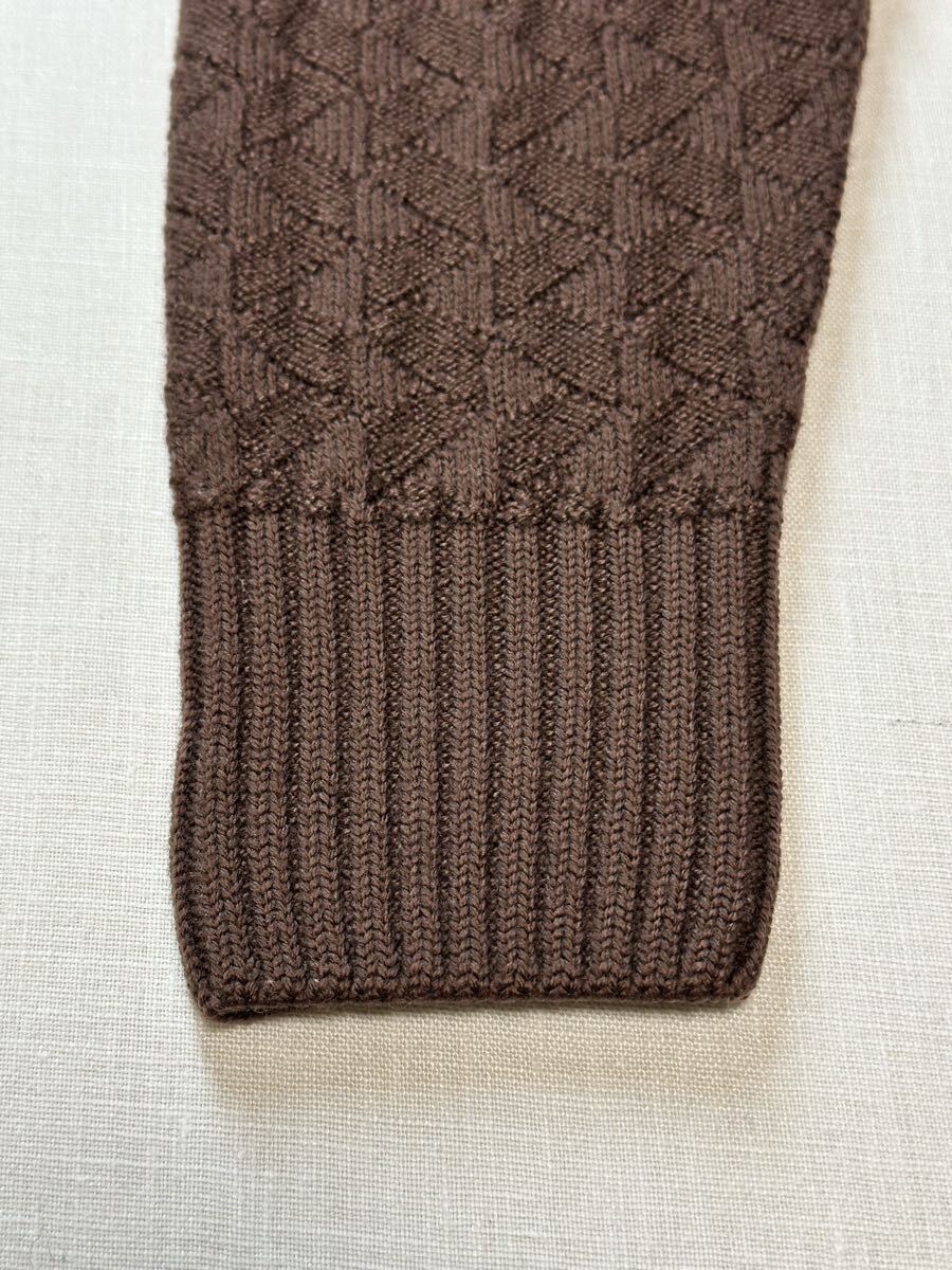 【クリーニング済】DRUMOHRドルモア イタリア製 ダークブラウンウール タートルネックセーター48M リブ編みタートルニット_画像8