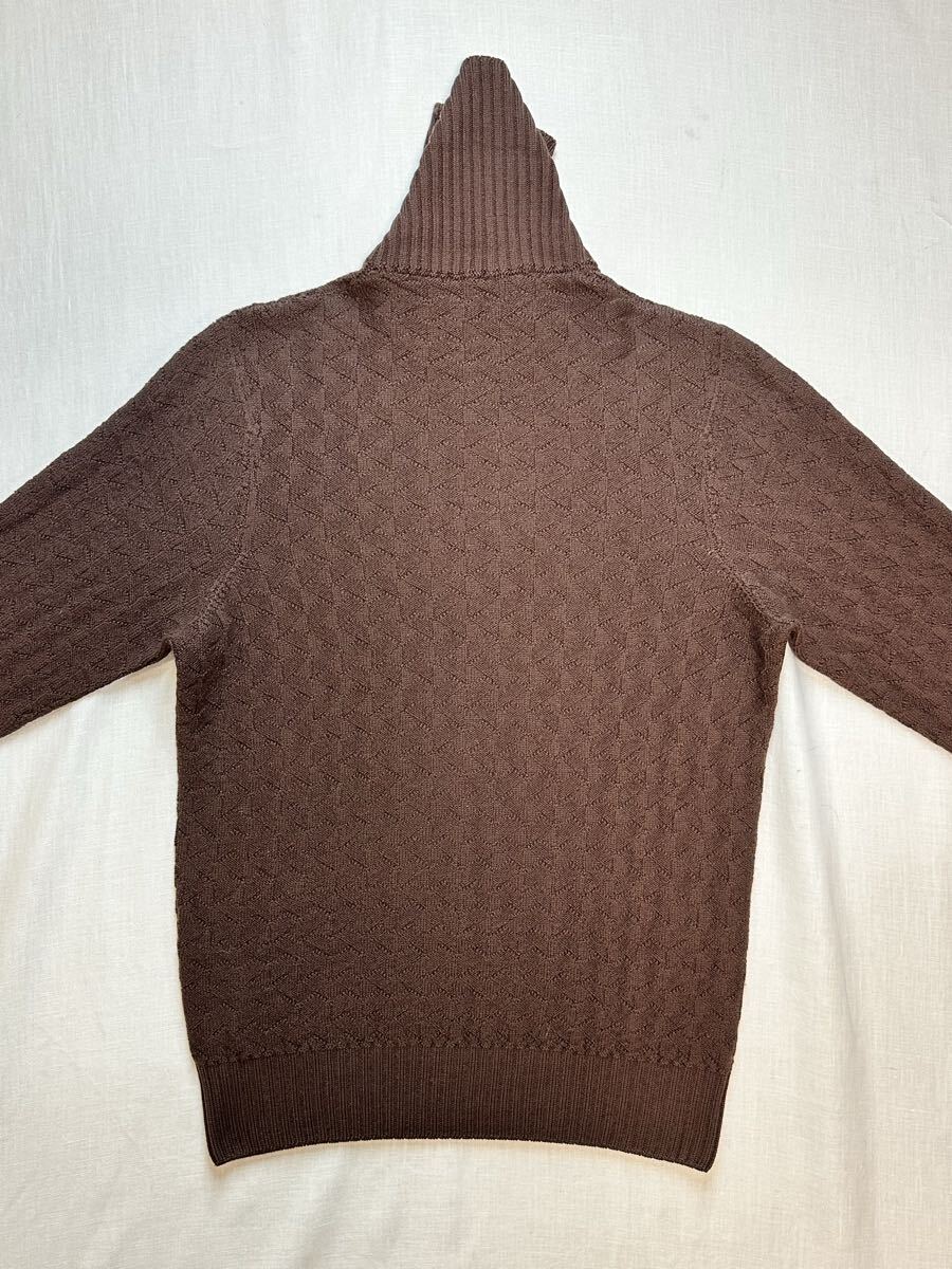 【クリーニング済】DRUMOHRドルモア イタリア製 ダークブラウンウール タートルネックセーター48M リブ編みタートルニット_画像10