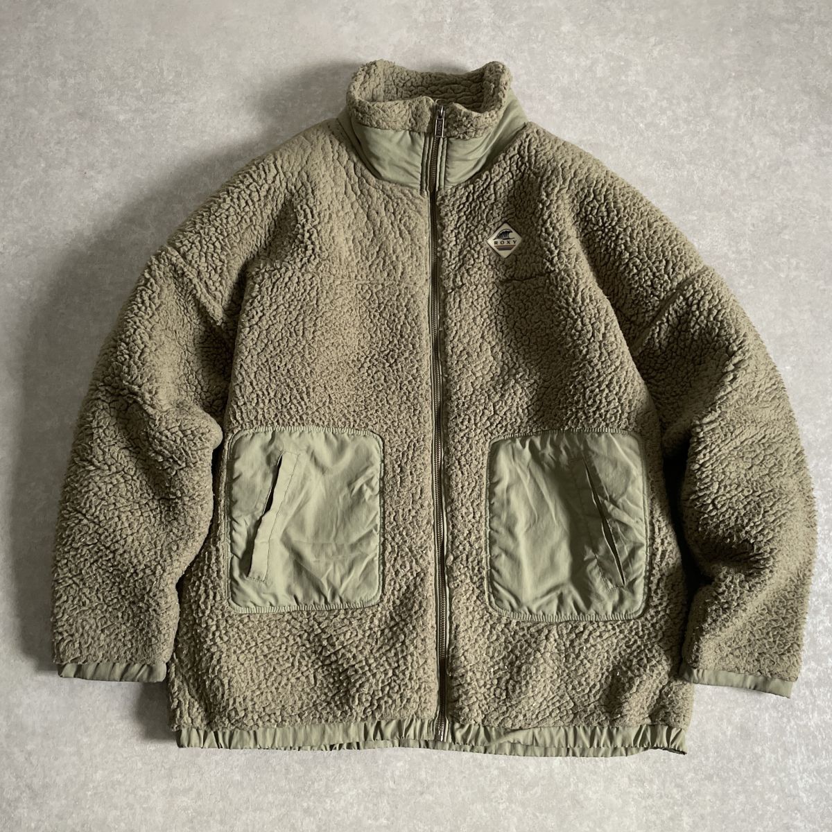 ROXY●XLサイズ●アウタージャケット ROXY WAVES ZIP パイピング ボア ジャケット レディース●ロキシー_画像1