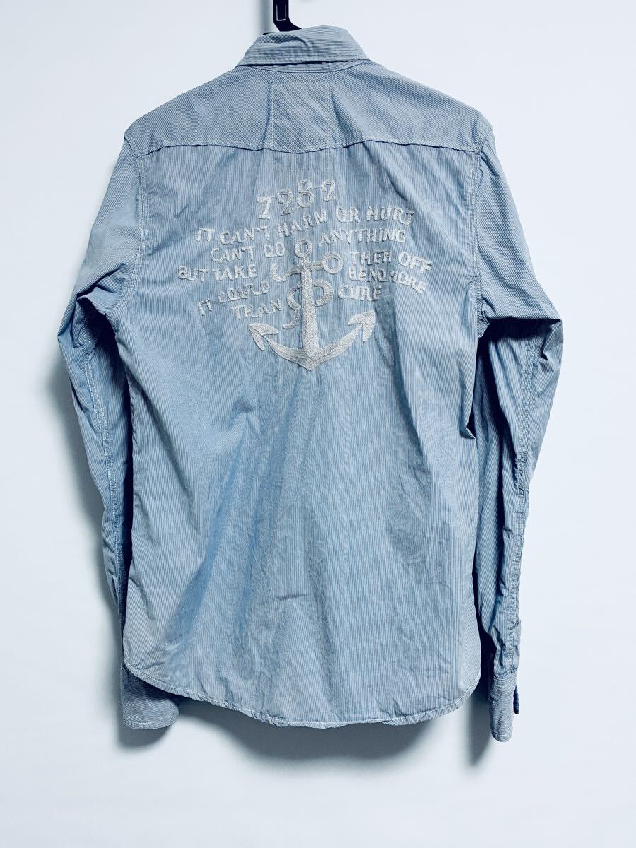 Scotch & Soda スコッチアンドソーダ 長袖ワークシャツ ストライプ　刺繍　エンブレム_画像3