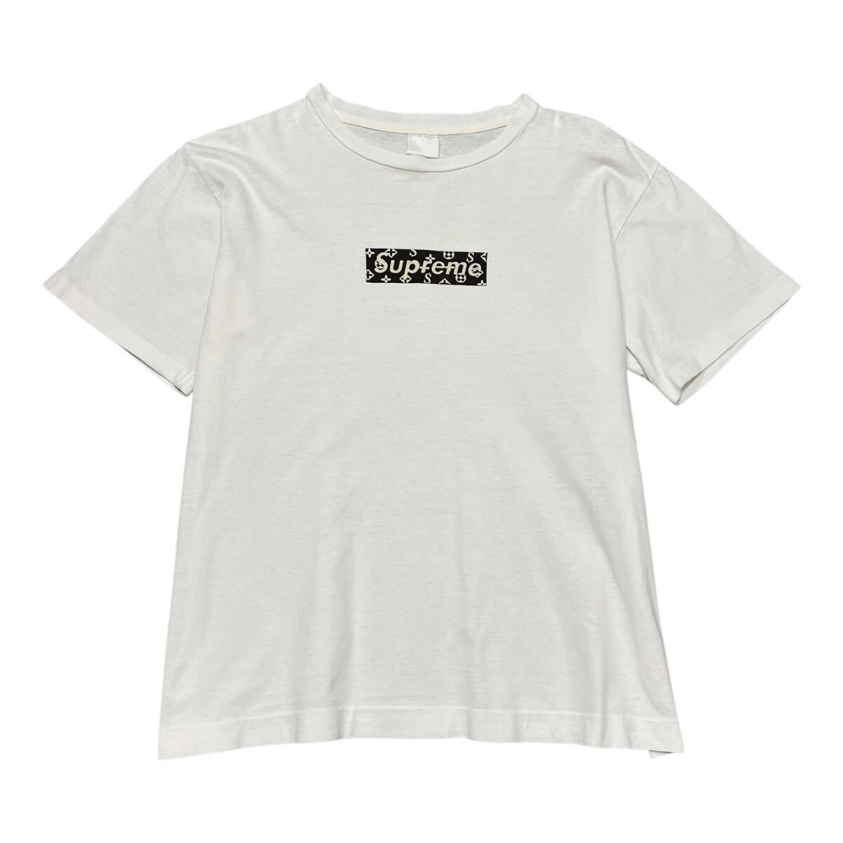 1円スタート アーカイブ 2000 SUPREME シュプリーム　ビンテージ半袖Tシャツ　ボックスロゴ モノグラム柄　ホワイト_画像1