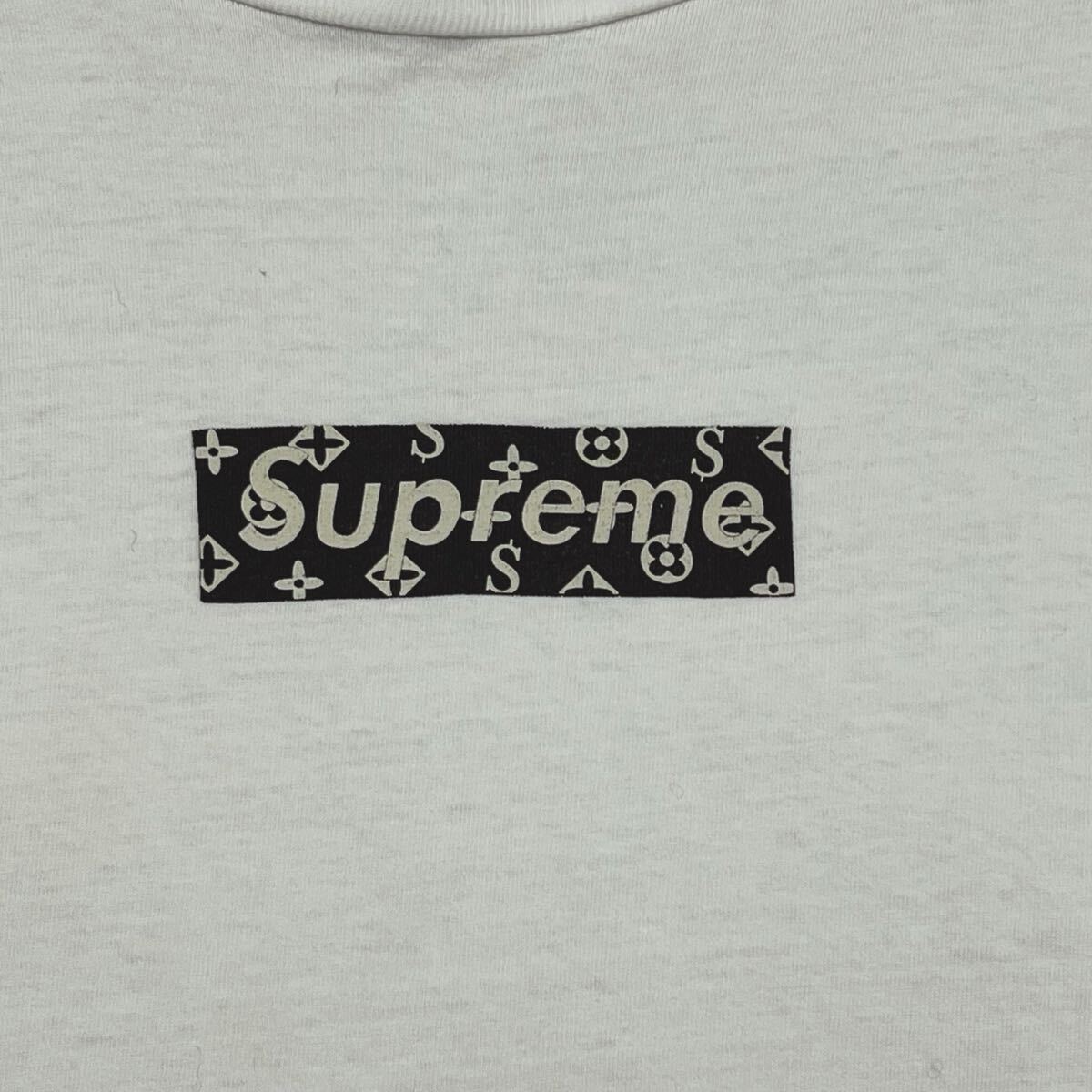 1円スタート アーカイブ 2000 SUPREME シュプリーム　ビンテージ半袖Tシャツ　ボックスロゴ モノグラム柄　ホワイト_画像3