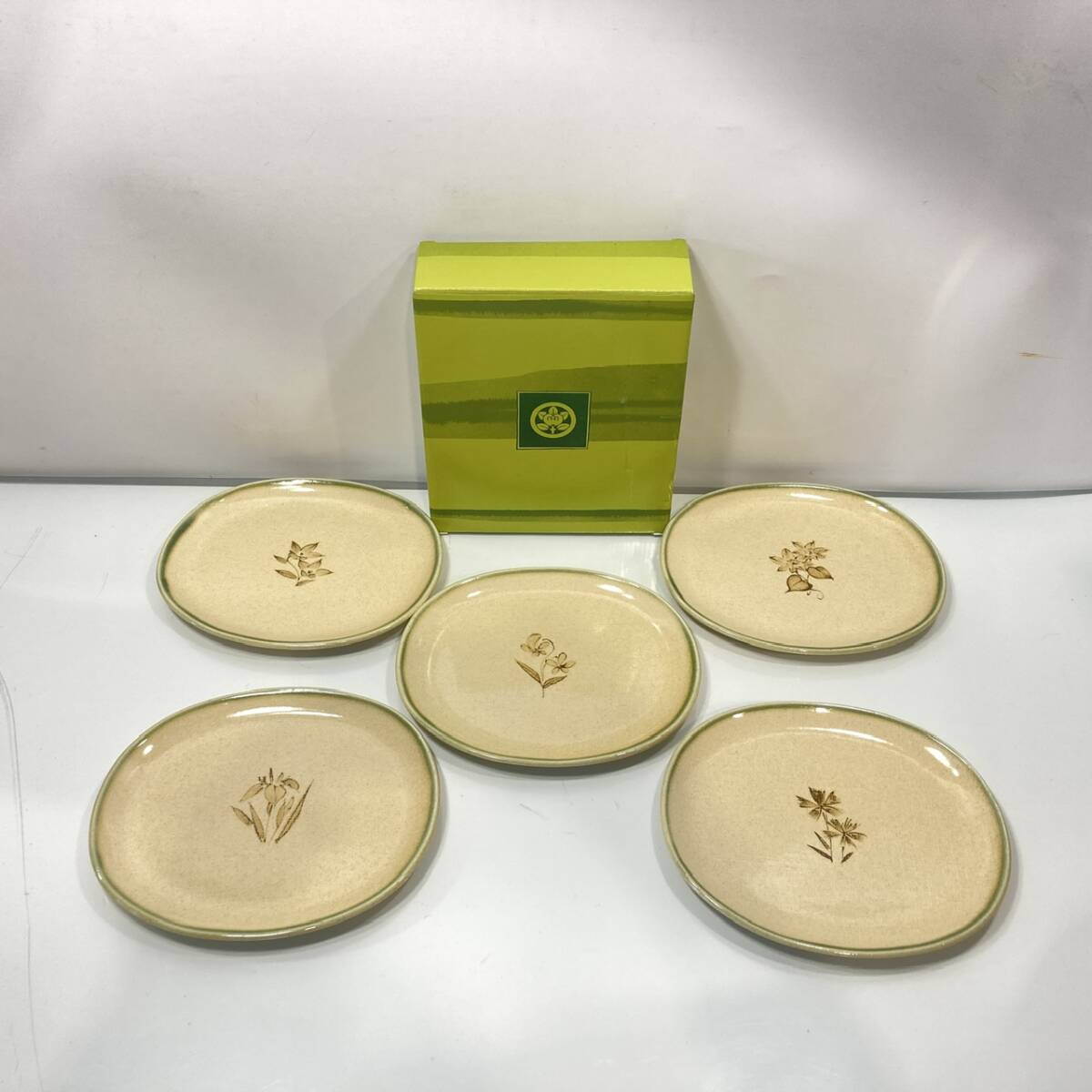 たち吉 黄瀬戸 小判皿５枚セット　[管理No.：S10811_F1_60]_画像1