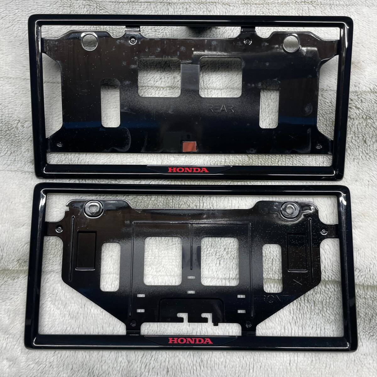 #5342-9 HONDA　ホンダ ブラック　 ナンバーフレーム ナンバープレート　2枚セット　PD1 FR-C / PD1 RR-C_画像1