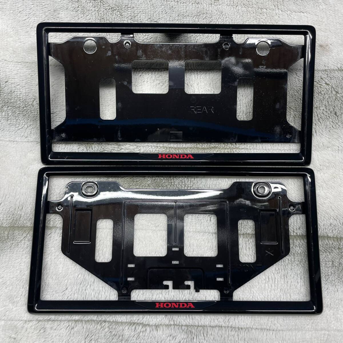 #5343-9 HONDA　ホンダ ブラック　 ナンバーフレーム ナンバープレート　2枚セット　PD1 FR-C / PD1 RR-C_画像1