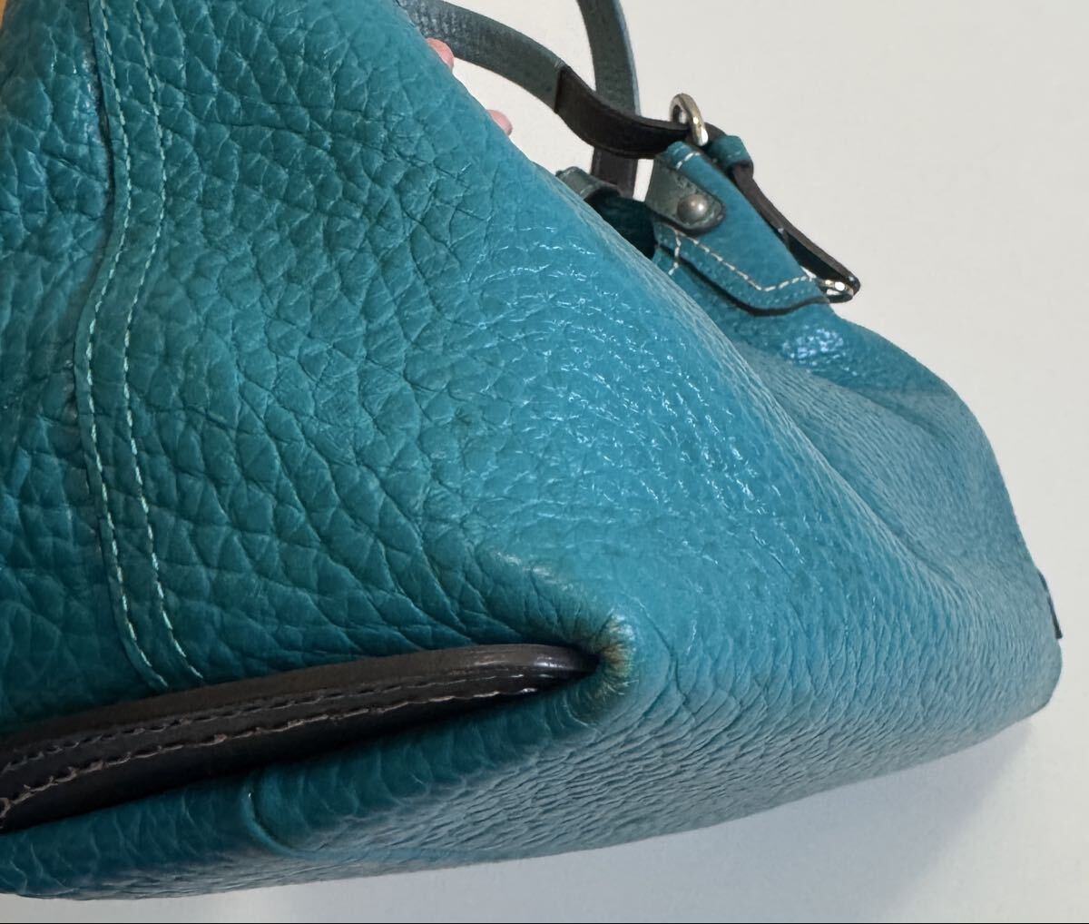 PELLE BORSA ペレボルサ トートバッグ レザー ブルー 本革 かばん 鞄 ターコイズ_画像4