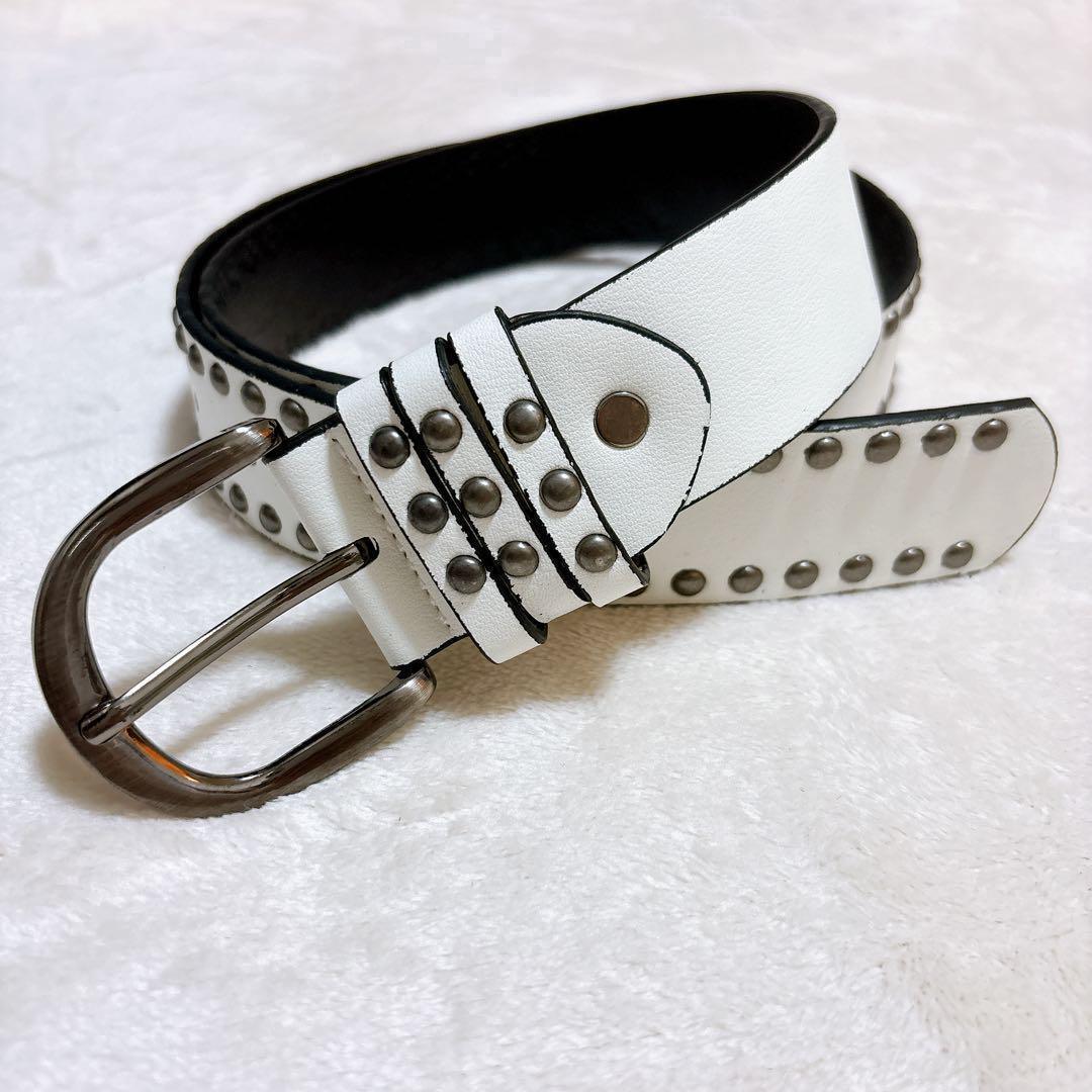 ホワイトスタッズベルト スケーター y2k sk8 ロック パンク ストリート_画像1