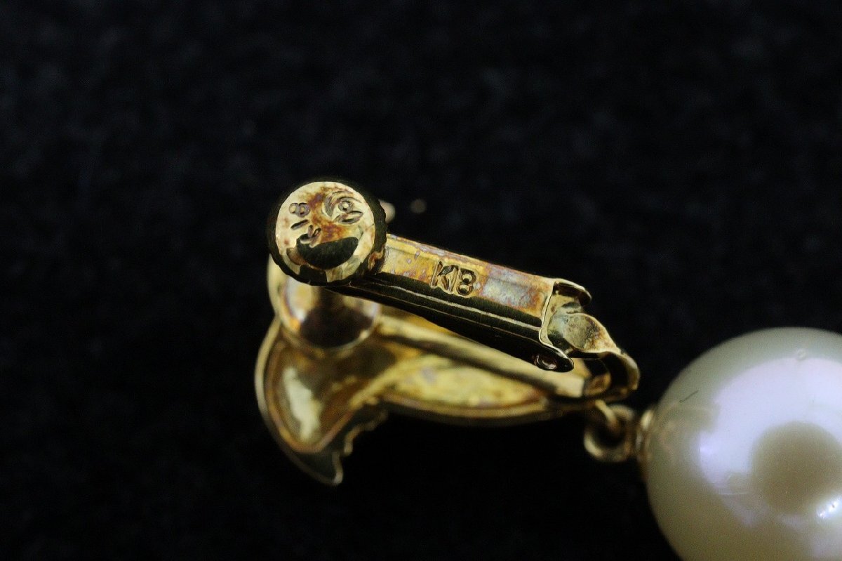 【行董】TASAKI 田崎真珠 パール イヤリング K18 刻印 金 ゴールド 7.8g アクセサリー レディース ※レターパックプラス※ TC532ABY38_画像3