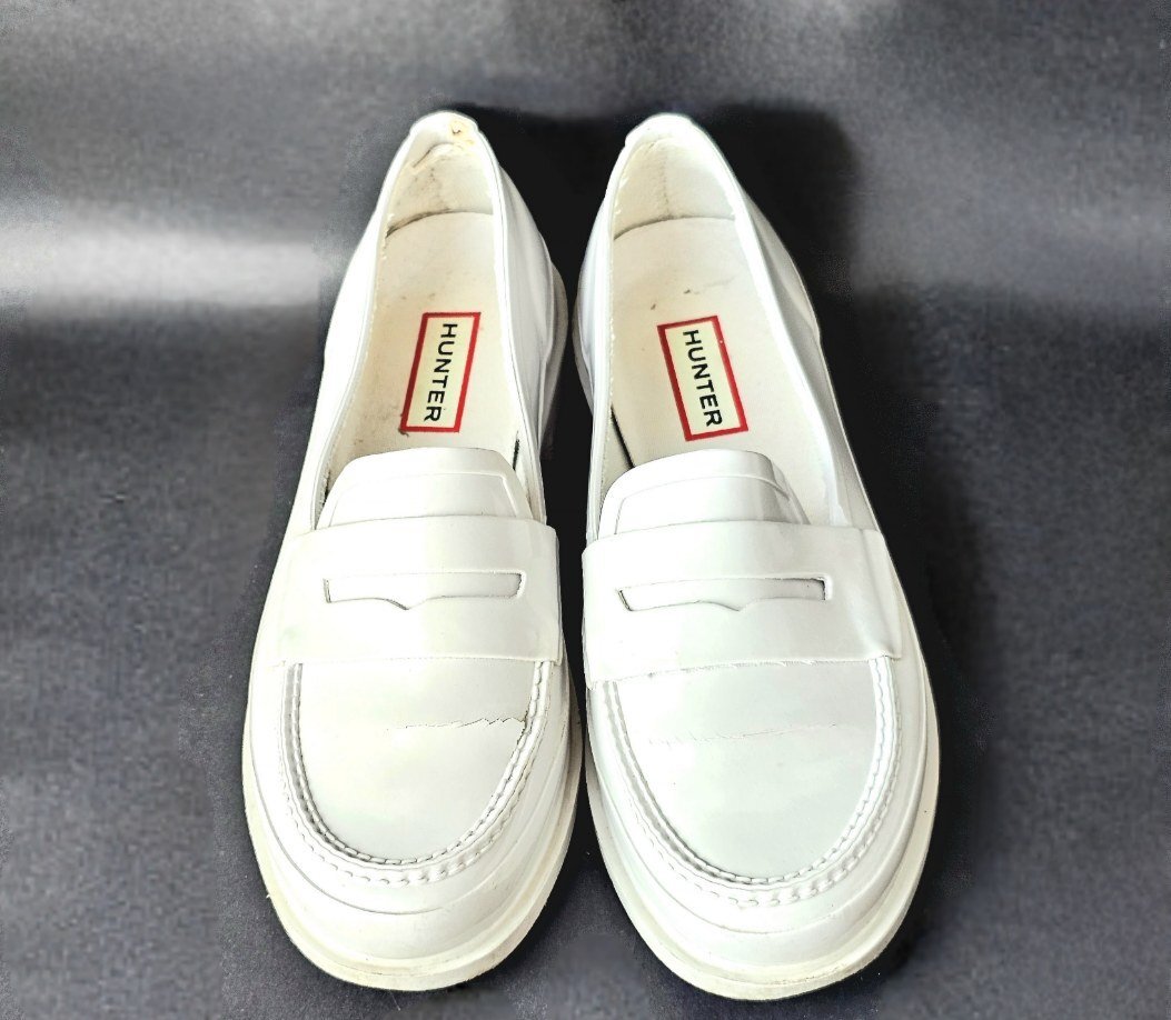 HUNTER ハンター レインシューズ ペニーローファー UK4(22.5cm相当) ライトグレー_画像2