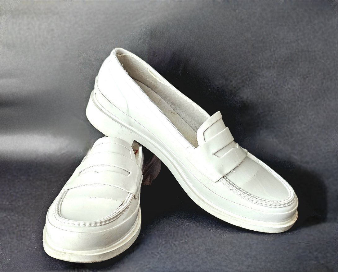 HUNTER ハンター レインシューズ ペニーローファー UK4(22.5cm相当) ライトグレー_画像1