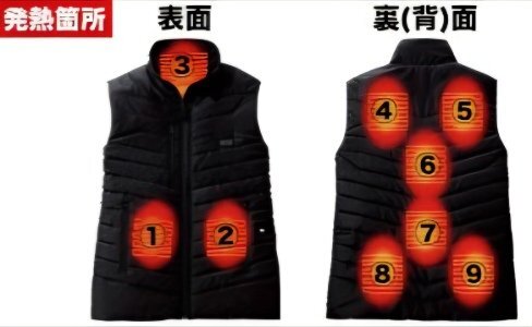 ★未開封★ ワークマン 暖房ベスト 電熱ベスト メンズ 4Lサイズ 防寒服 即暖 アルミメッシュ仕様 温度調節可 バッテリー付 作業 畑仕事 HMY_画像6