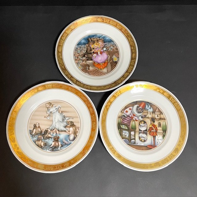 [ Vintage ] ROYAL CPENHAGEN Royal Copenhagen plate 3 листов человек рыба ..... .. дым . уборка человек ... .. san Andersen 