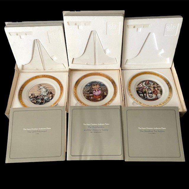 [ Vintage ] ROYAL CPENHAGEN Royal Copenhagen plate 3 листов человек рыба ..... .. дым . уборка человек ... .. san Andersen 