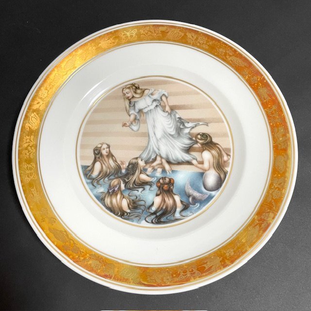 [ Vintage ] ROYAL CPENHAGEN Royal Copenhagen plate 3 листов человек рыба ..... .. дым . уборка человек ... .. san Andersen 