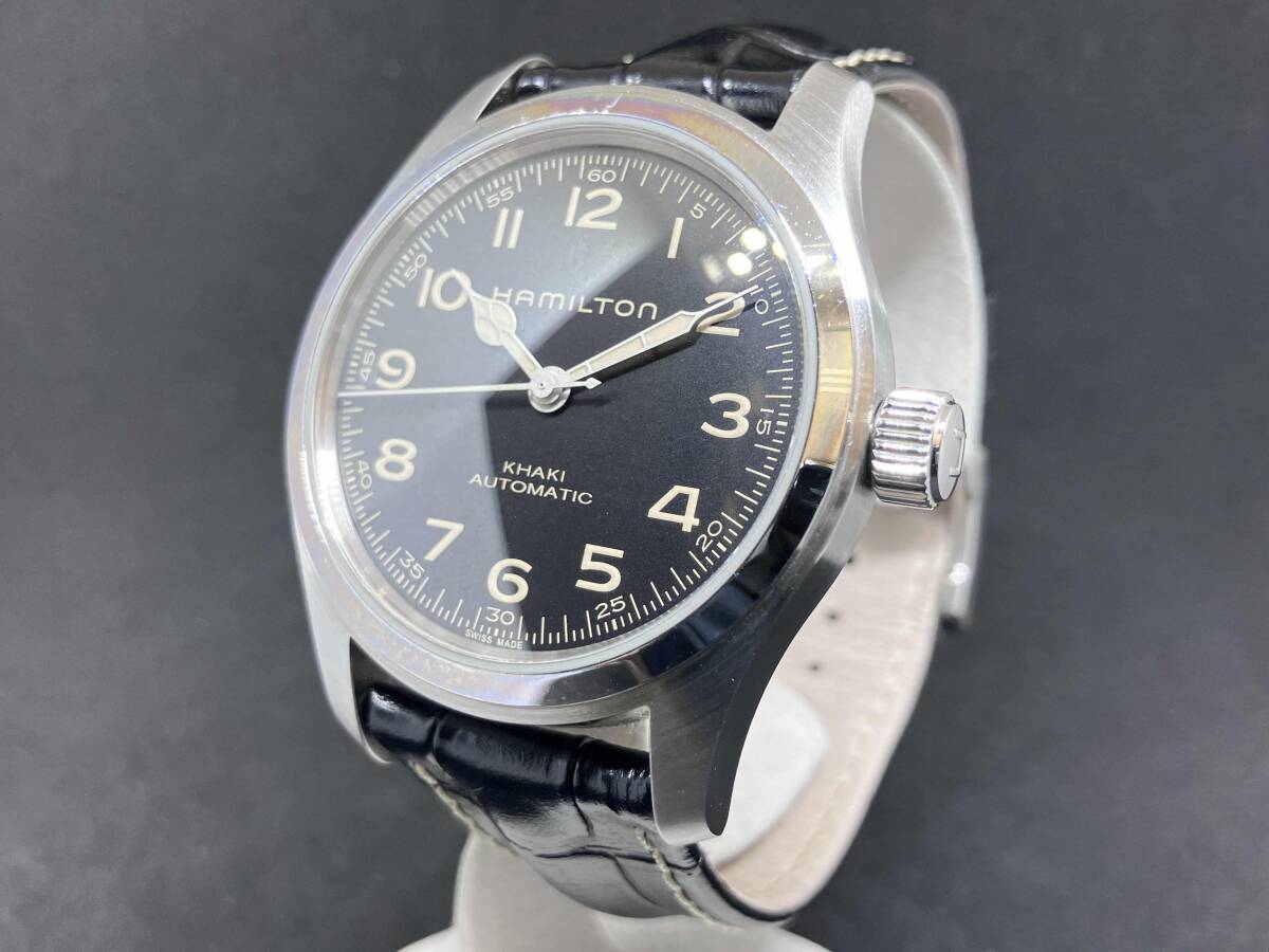 HAMILTON MURPH ハミルトン カーキ フィールド マーフ 自動巻き ブラック文字盤 SS 革ベルト黒 自動巻き 腕時計 H706050 インターステラー_画像2