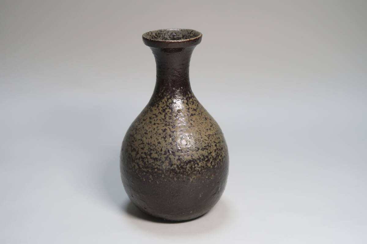  бамбук средний . следующий . часть бутылочка для сакэ { чёрный Bizen журавль шея бутылочка для сакэ }