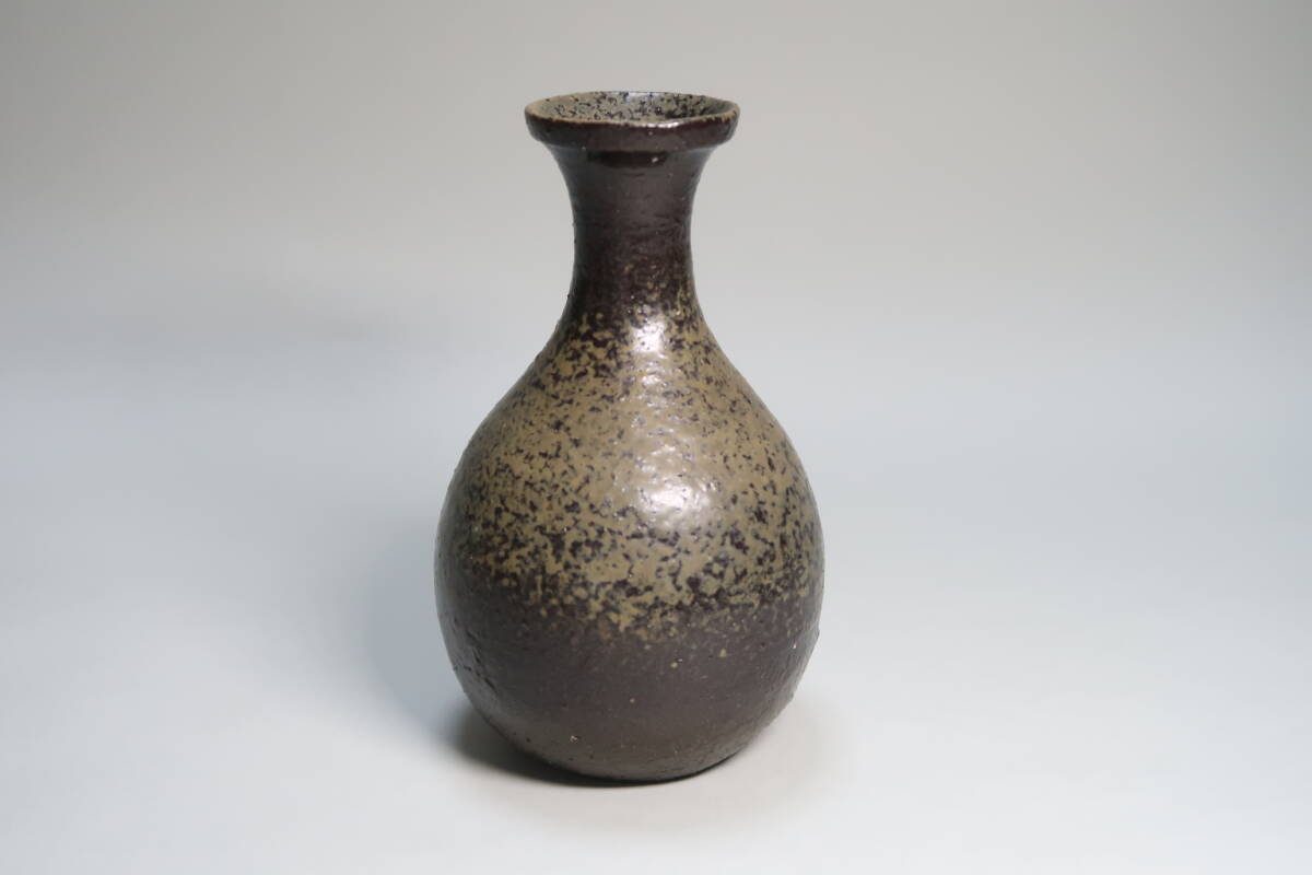  бамбук средний . следующий . часть бутылочка для сакэ { чёрный Bizen журавль шея бутылочка для сакэ }