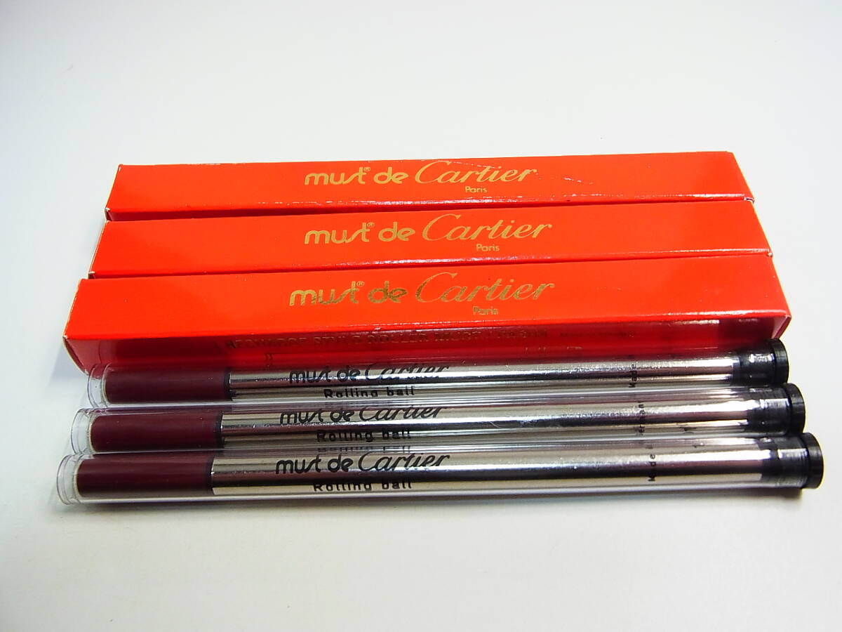 新品 Cartier カルティエ 純正 正規 ローラーペン リフィル 替え芯 3本セット ブラック ボールペン_画像1