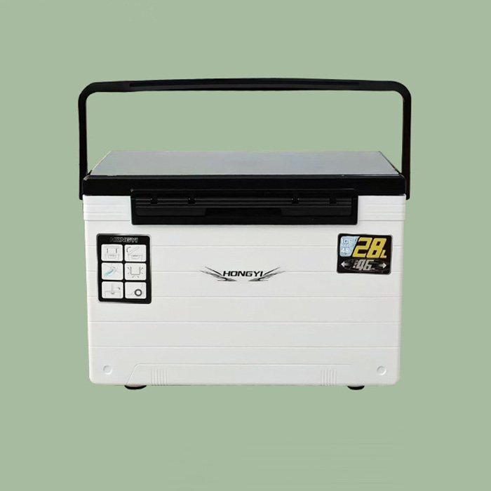 釣り用 クーラーボックス 小型28L ふた両開き 座れる頑丈ボディ 防水 保温保冷 ハンドル/肩ベルト付き 保冷力24-48h ホワイト＆ブラック_画像1