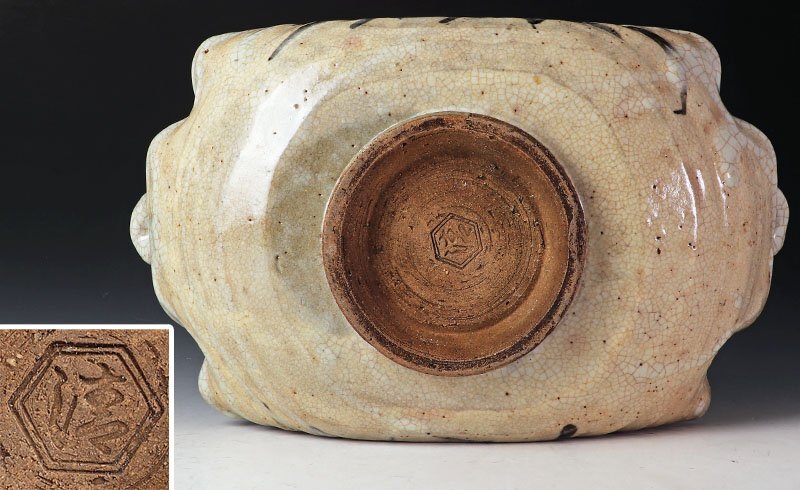 【古美味】初代清水六兵衛作 長角耳付鉢 茶道具 保証品 n9JR_画像5