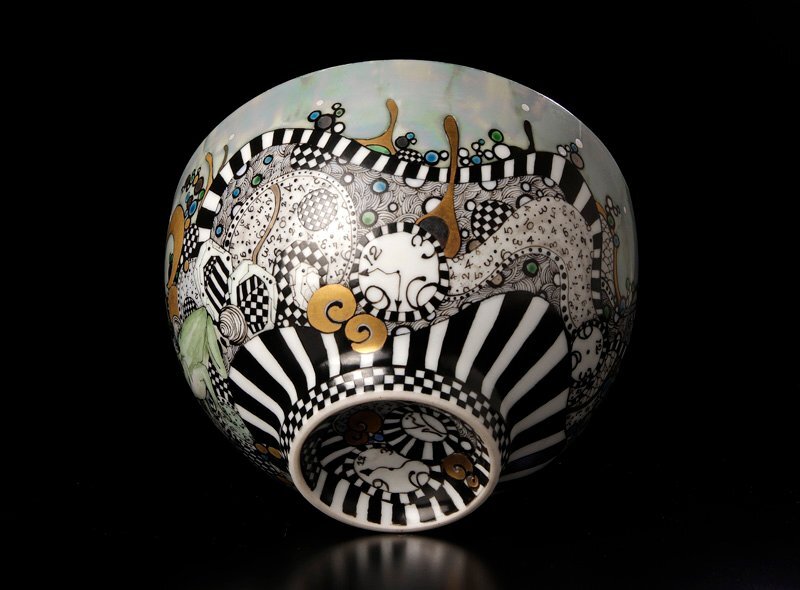 【古美味】高橋亞希 茶碗 時の森 蛙 茶道具 保証品 F3sK_画像3