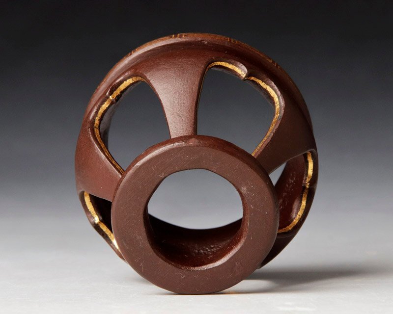 【古美味】釜師 吉羽與兵衛 鐵夜学蓋置 金象眼入 茶道具 保証品 TuO1_画像5