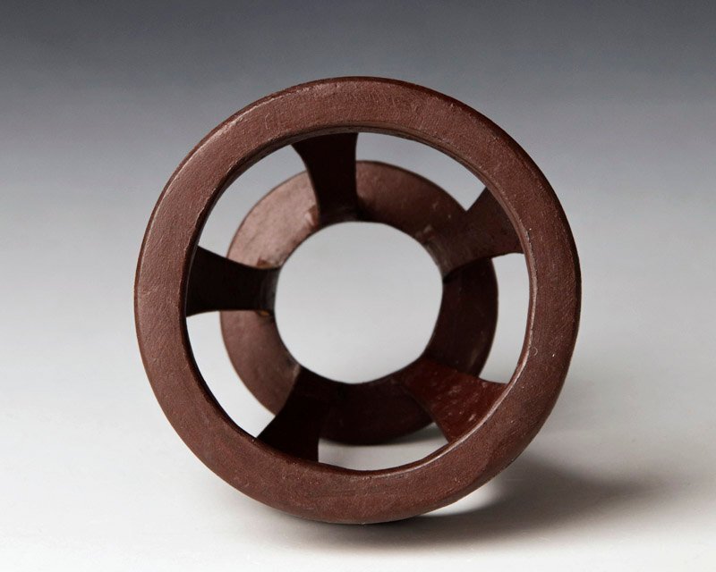 【古美味】釜師 吉羽與兵衛 鐵夜学蓋置 金象眼入 茶道具 保証品 TuO1_画像4