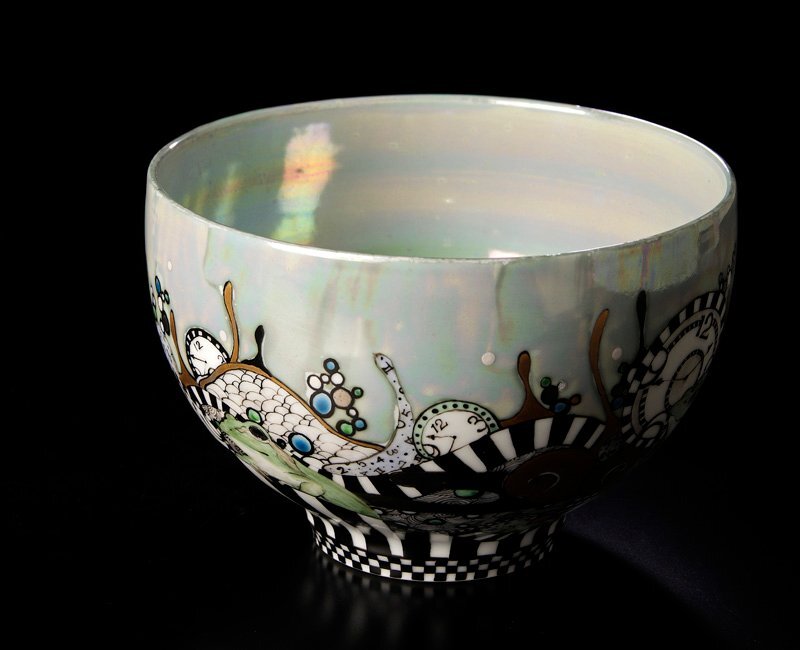 【古美味】高橋亞希 茶碗 時の森 蛙 茶道具 保証品 F3sK_画像7