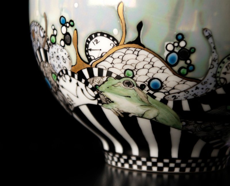 【古美味】高橋亞希 茶碗 時の森 蛙 茶道具 保証品 F3sK_画像8