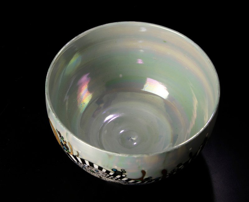 【古美味】高橋亞希 茶碗 時の森 蛙 茶道具 保証品 F3sK_画像4