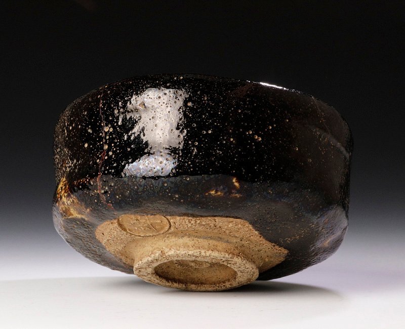 【古美味】十一代楽吉左衛門(慶入)『即中斎書付』牡丹の絵 黒茶碗 茶道具 保証品 7vGH_画像3