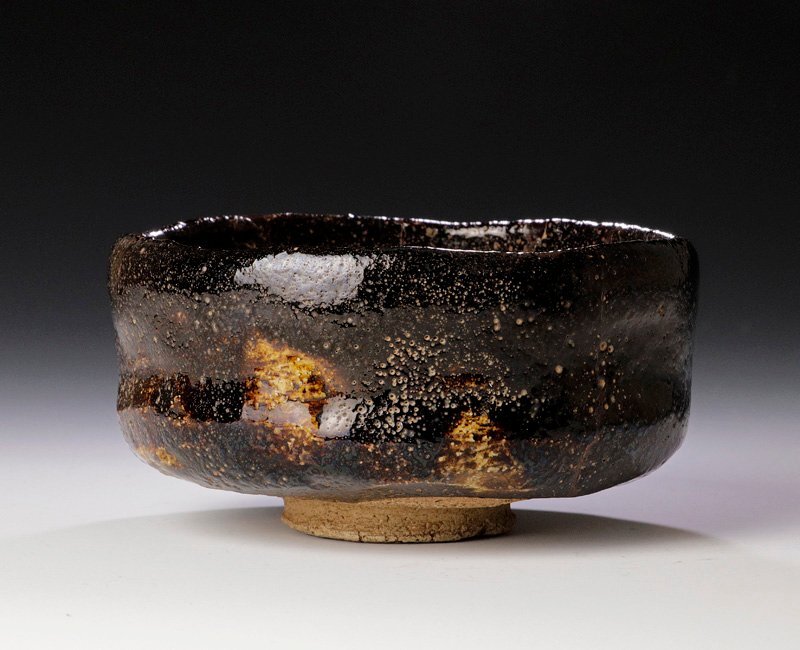 【古美味】十一代楽吉左衛門(慶入)『即中斎書付』牡丹の絵 黒茶碗 茶道具 保証品 7vGH_画像2