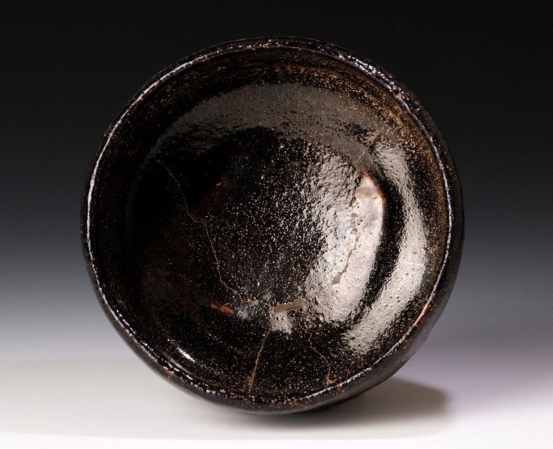 【古美味】十一代楽吉左衛門(慶入)『即中斎書付』牡丹の絵 黒茶碗 茶道具 保証品 7vGH_画像4