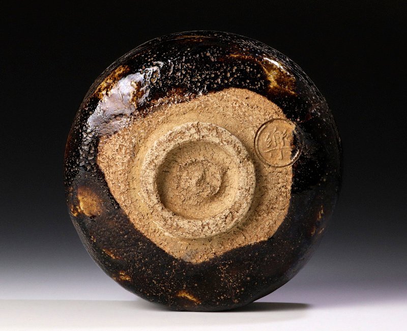 【古美味】十一代楽吉左衛門(慶入)『即中斎書付』牡丹の絵 黒茶碗 茶道具 保証品 7vGH_画像5