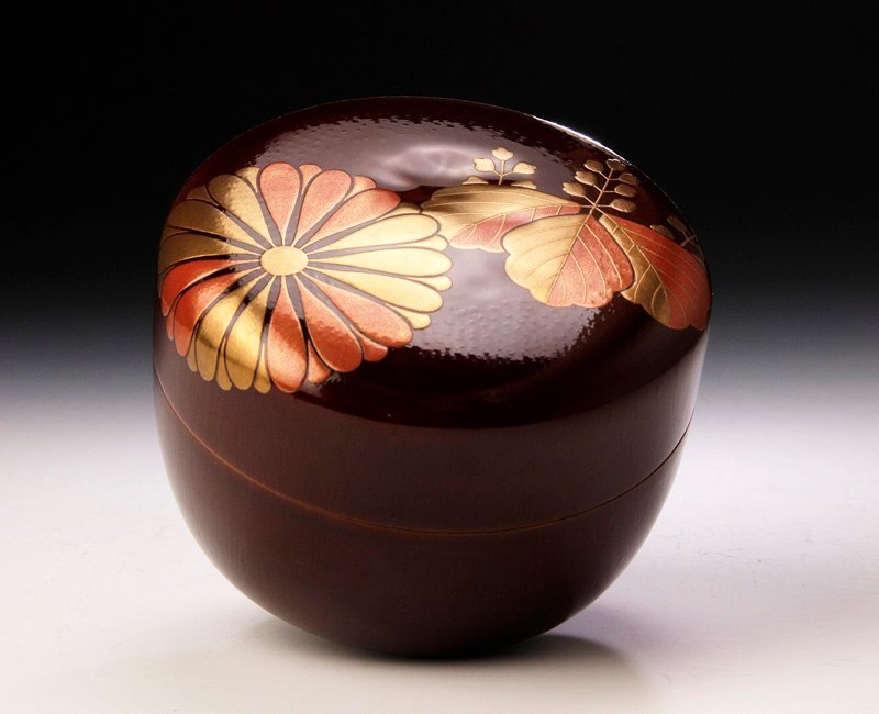 【古美味】十二代黒田正玄『淡々斎書付』菊桐蒔絵 竹平棗 茶道具 保証品 IsD9_画像7