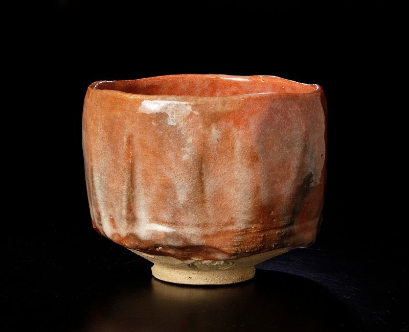 【古美味】十二代楽吉左衛門(弘入)造『惺斎書付』梅の画 赤筒茶碗 十三代(惺入)画 茶道具 保証品 6VYg_画像2