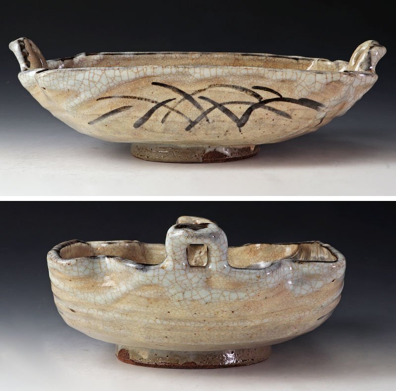 【古美味】初代清水六兵衛作 長角耳付鉢 茶道具 保証品 n9JR_画像3