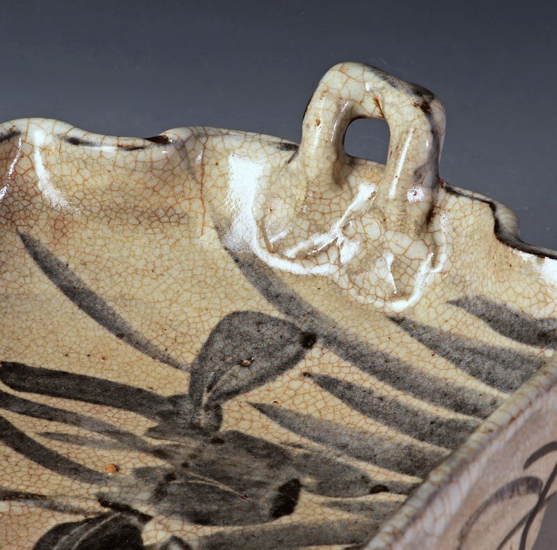 【古美味】初代清水六兵衛作 長角耳付鉢 茶道具 保証品 n9JR_画像7