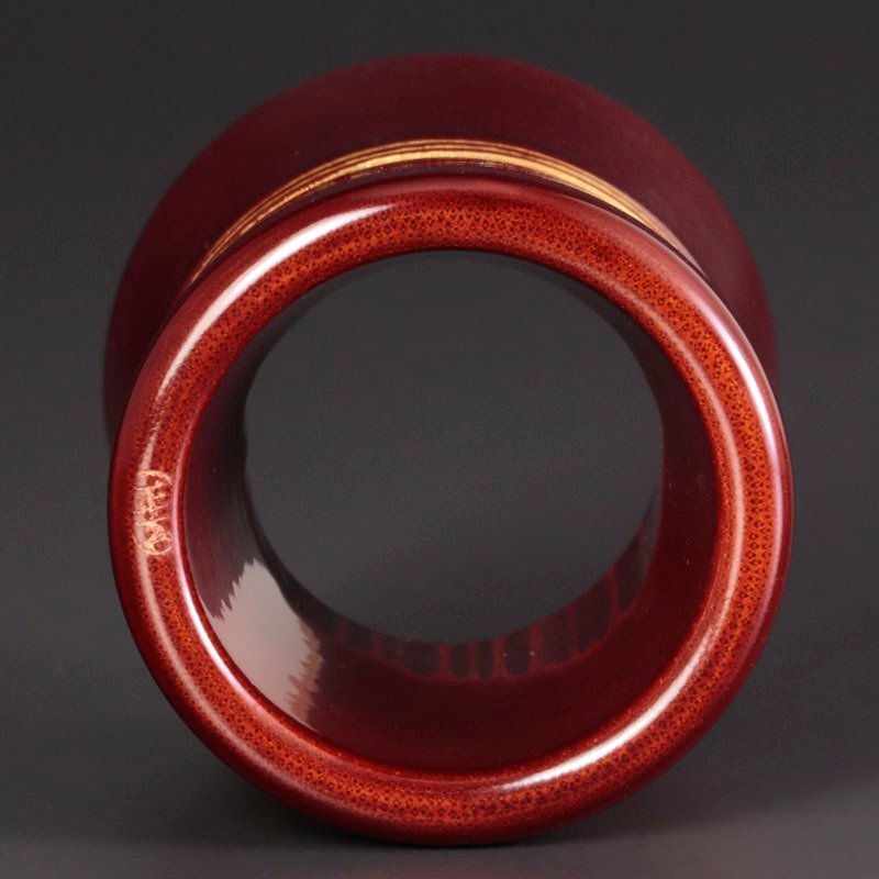 【古美味】十三代黒田正玄 竹立鼓蓋置 茶道具 保証品 dB9H_画像6