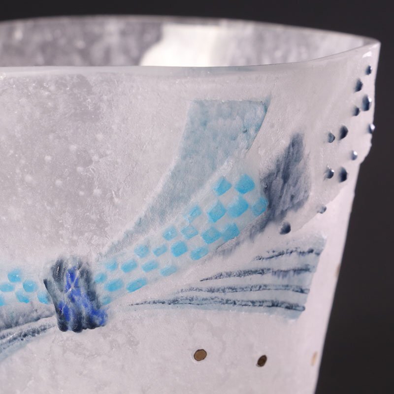 【古美味】大人気作家!岡田多恵 パート・ド・ヴェール 束ね熨斗 グラス 茶道具 保証品 tIH1_画像7