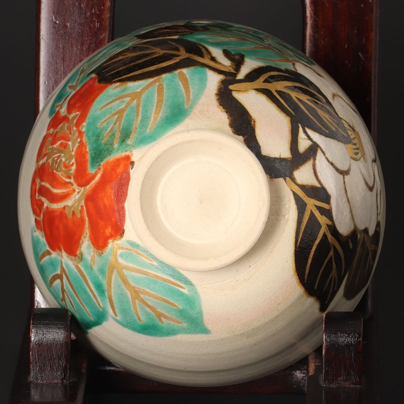 【古美味】九代白井半七造 椿画茶碗 茶道具 保証品 7FDs_画像4