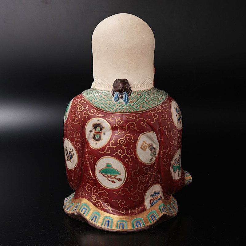 【古美味】初代久世久宝造 色繪仁清写寿老置物 茶道具 保証品 0LgK_画像2