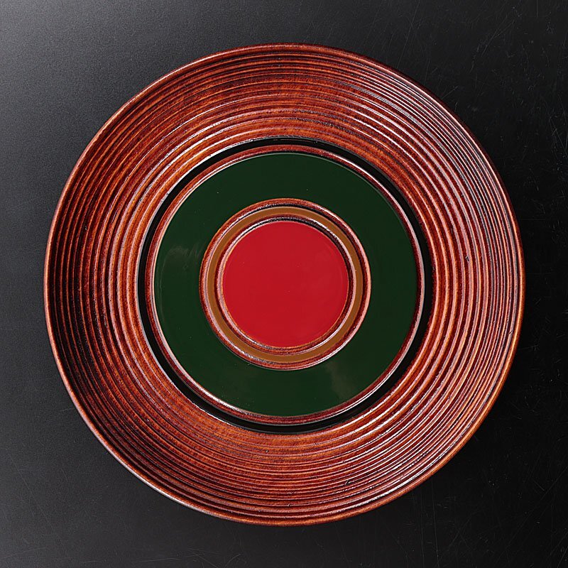 【古美味】山下甫斎 独楽塗皿 5客セット 茶道具 保証品 KFz0_画像2