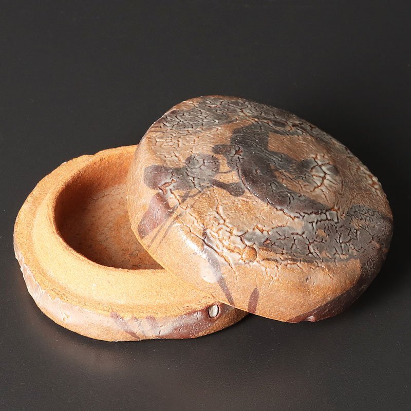 【古美味】中里重利 絵唐津 香合 茶道具 保証品 QM6e_画像2