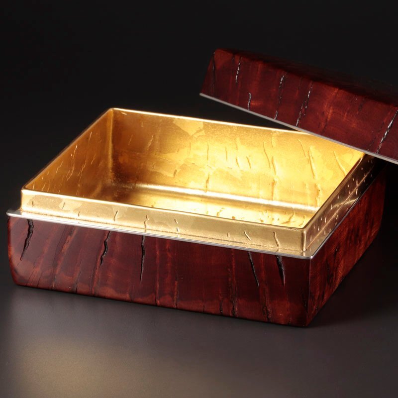 ★【古美味】人間国宝 川北良造 欅針杢食籠 茶道具 保証品 YQ2n_画像3